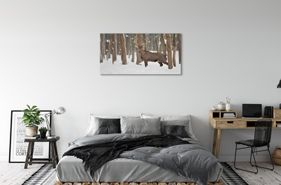 Foto paveikslai ant drobės Elniai žiemos miške