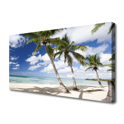 Foto paveikslai ant drobės Jūros paplūdimio palmių peizažas