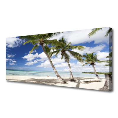 Foto paveikslai ant drobės Jūros paplūdimio palmių peizažas