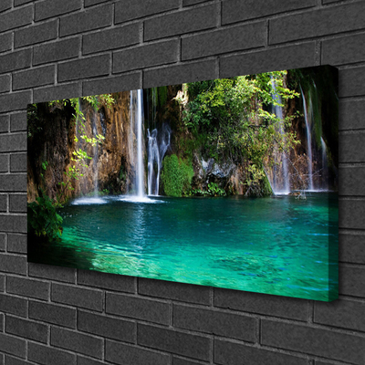 Foto paveikslai ant drobės Ežero krioklio gamta