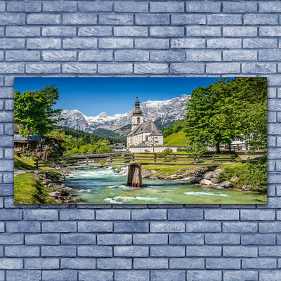 Foto paveikslai ant drobės Bažnyčios tiltas Ežero gamta
