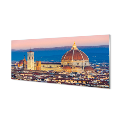Stiklo paveikslas Italijos katedros panorama naktis