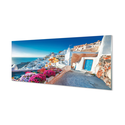 Stiklo paveikslas Graikija Pastatai jūros gėlės
