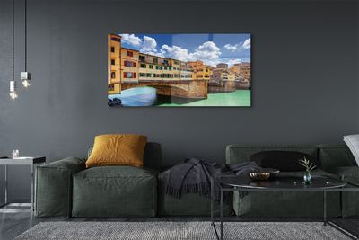 Stiklo paveikslas Italija Tiltų upės pastatai