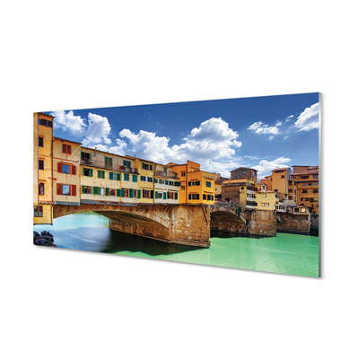 Stiklo paveikslas Italija Tiltų upės pastatai