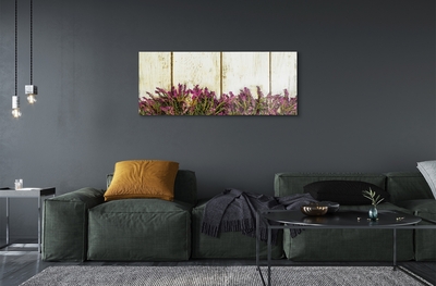 Stiklo paveikslas Violetinės lentos gėlės