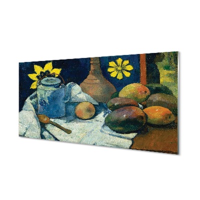 Stiklo paveikslas Natiurmortas su arbatos puodu ir vaisiais – Paul Gauguin