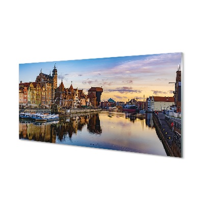 Stiklo paveikslas Gdansko uosto upės saulėtekis