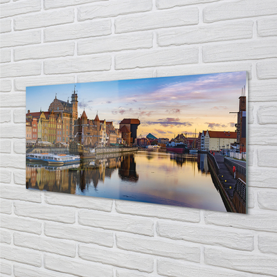 Stiklo paveikslas Gdansko uosto upės saulėtekis