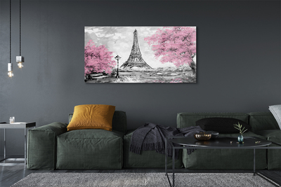 Stiklo paveikslas Paryžiaus pavasario medžiai