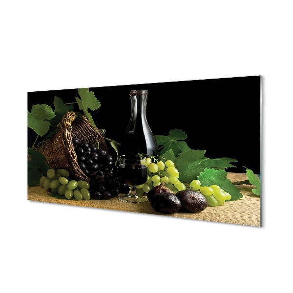 Stiklo paveikslas Vyno vynuogių lapų krepšelis