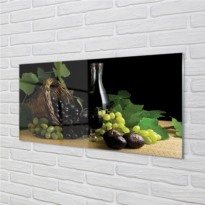 Stiklo paveikslas Vyno vynuogių lapų krepšelis