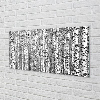 Stiklo paveikslas Juodai balti medžiai