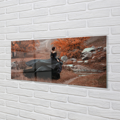 Stiklo paveikslas Rudens kalnų moteris