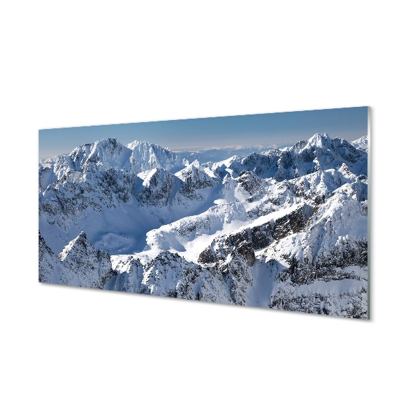 Stiklo paveikslas Kalnai žiemos sniegas