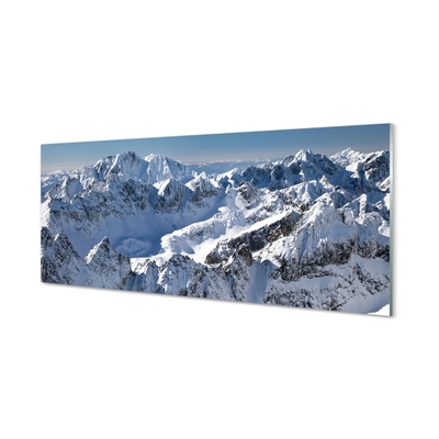 Stiklo paveikslas Kalnai žiemos sniegas
