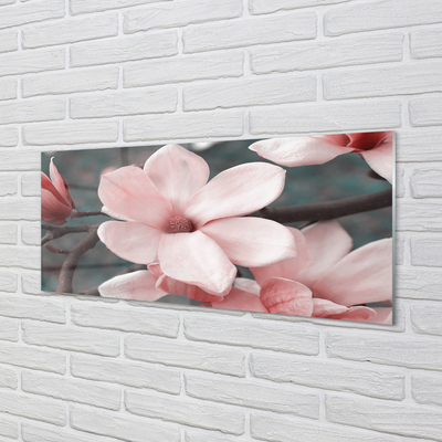 Stiklo paveikslas Rožinės gėlės