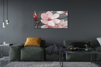 Stiklo paveikslas Rožinės gėlės