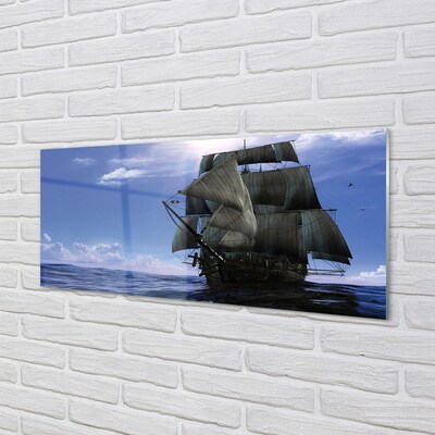 Stiklo paveikslas Jūros laivo debesys