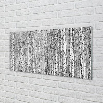 Stiklo paveikslas Juodai balti miško medžiai