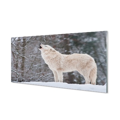 Stiklo paveikslas Žiemos miško vilkas