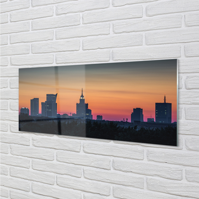 Stiklo paveikslas Varšuvos saulėlydžio panorama