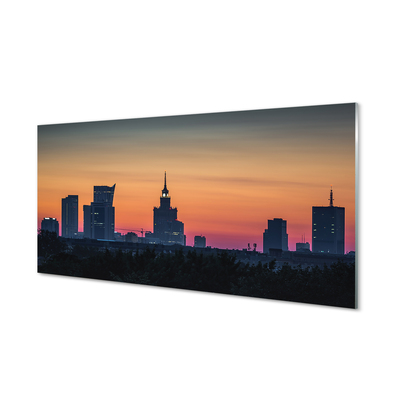 Stiklo paveikslas Varšuvos saulėlydžio panorama
