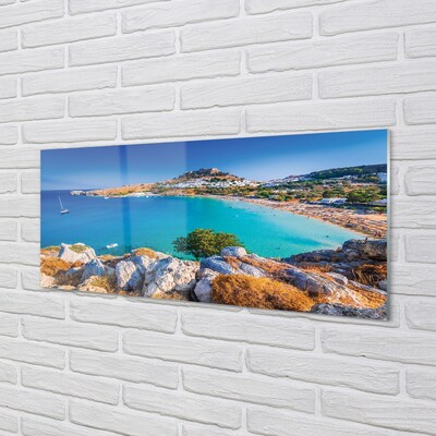 Stiklo paveikslas Graikijos pakrantės panoraminis paplūdimys