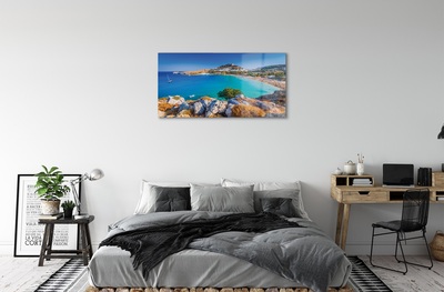 Stiklo paveikslas Graikijos pakrantės panoraminis paplūdimys