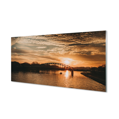 Stiklo paveikslas Krokuvos tilto saulėlydžio upė