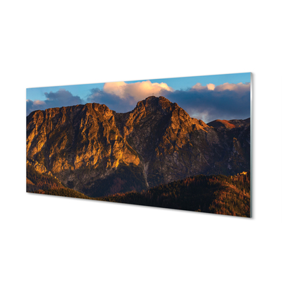 Stiklo paveikslas Kalnų saulėlydis