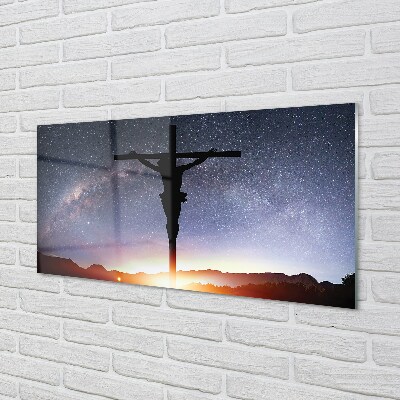 Stiklo paveikslas Nukryžiuotas Jėzus dangus