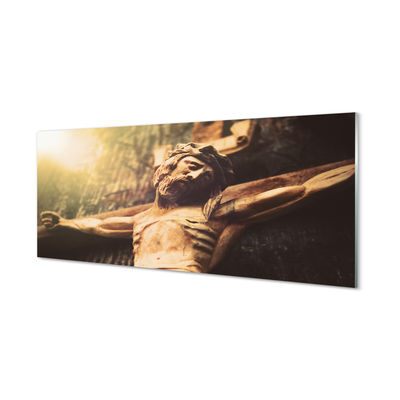 Stiklo paveikslas Jėzus pagamintas iš medžio