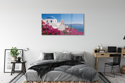Stiklo paveikslas Graikija Gėlės jūros pastatai