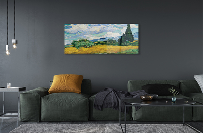 Stiklo paveikslas Kviečių laukas su kiparisais – Vincentas van Gogas