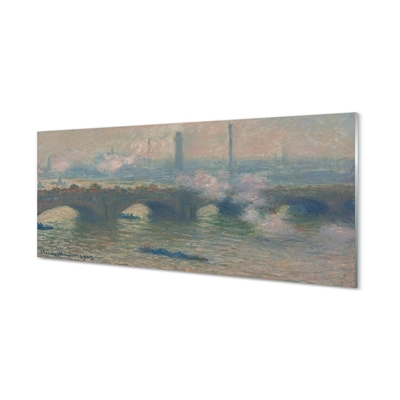 Stiklo paveikslas Vaterlo tiltas – debesuota diena – Claude'as Monet