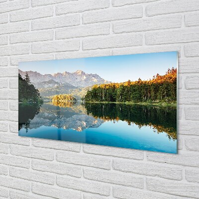 Stiklo paveikslas Vokietijos kalnų ežerų miškas