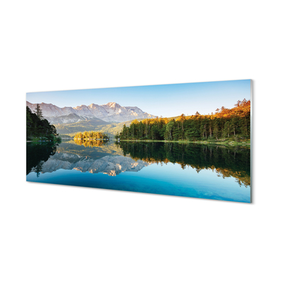 Stiklo paveikslas Vokietijos kalnų ežerų miškas