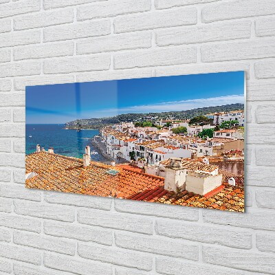 Stiklo paveikslas Ispanijos miestas jūros kalnai