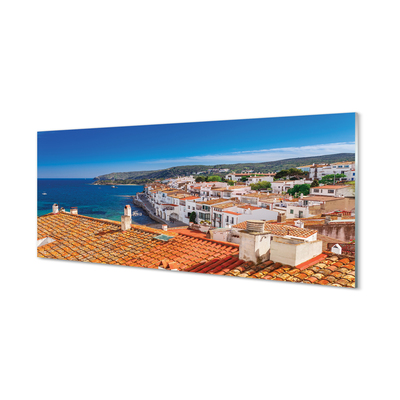 Stiklo paveikslas Ispanijos miestas jūros kalnai