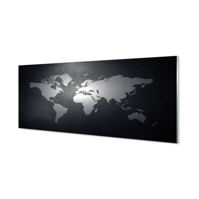 Stiklo paveikslas Juodo fono baltas žemėlapis