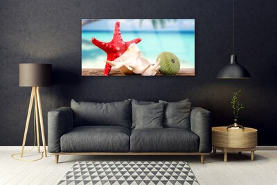 Stiklo paveikslas Jūros kriauklės Starfish Art