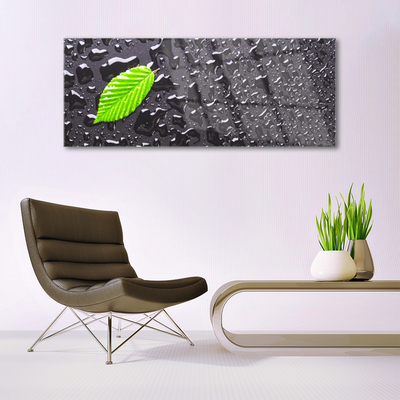 Stiklo paveikslas Lapų lašai Art