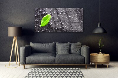 Stiklo paveikslas Lapų lašai Art