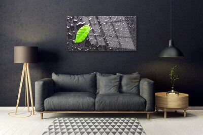 Stiklo paveikslas Lapų lašai Art
