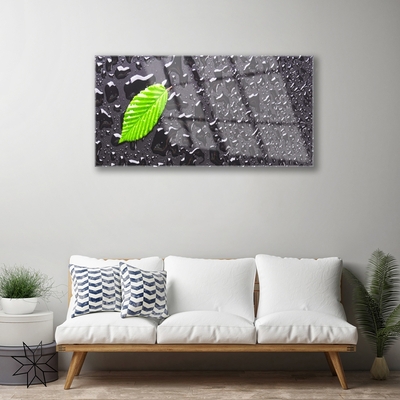 Stiklo paveikslas Lapų lašai Art