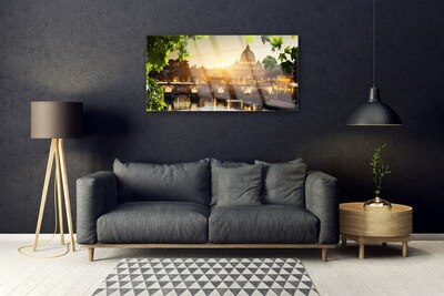 Stiklo paveikslas Tilto miesto architektūra