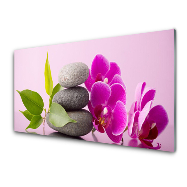 Stiklo paveikslas Orchidėjų gėlės