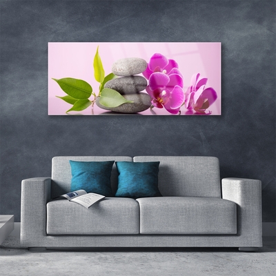 Stiklo paveikslas Orchidėjų gėlės