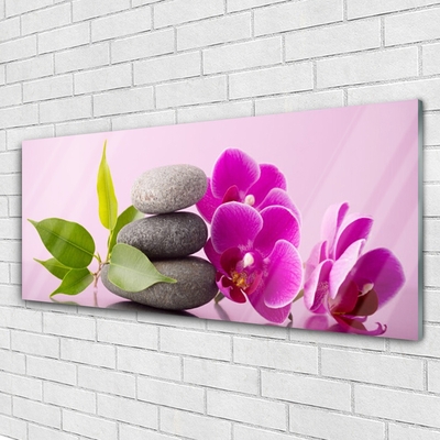 Stiklo paveikslas Orchidėjų gėlės